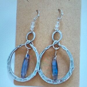 Silver and Blue Dangle Earrings